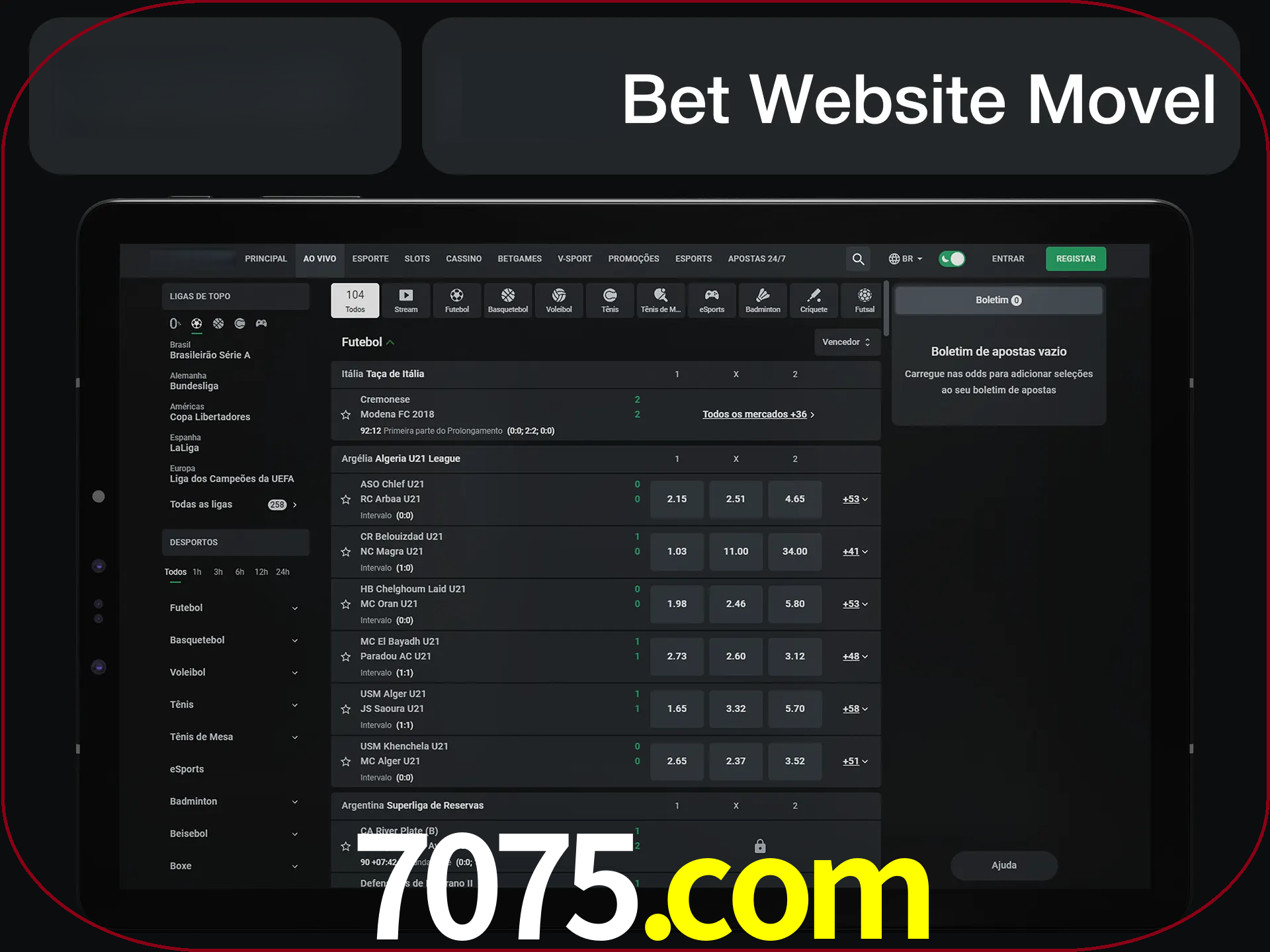 Use nosso website em qualquer dispositivo.